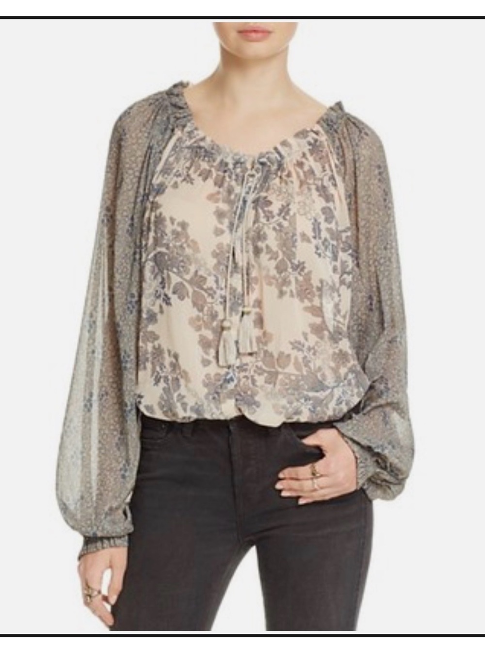 Free People Hendrix Mixed Print Blouse